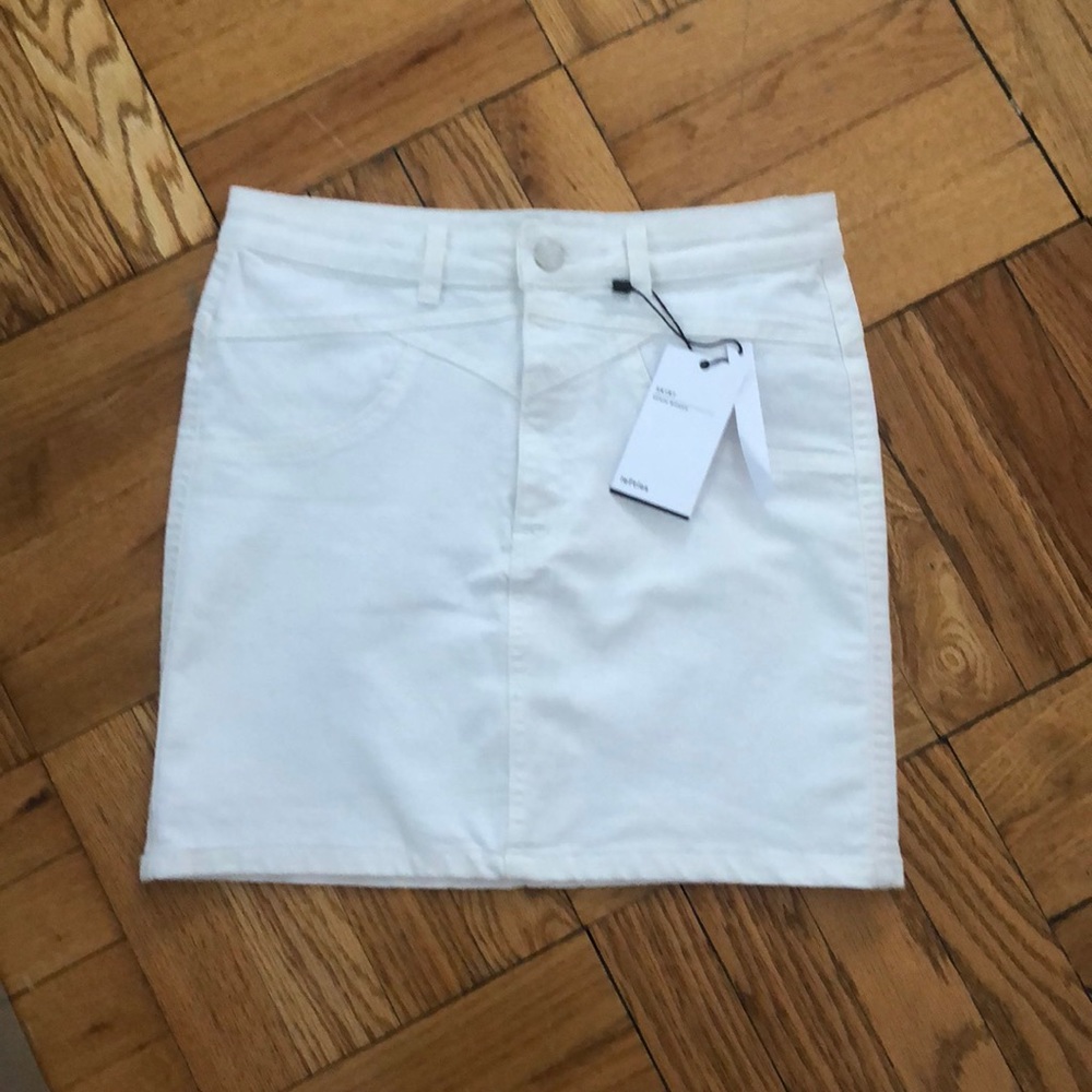 White denim mini skirt